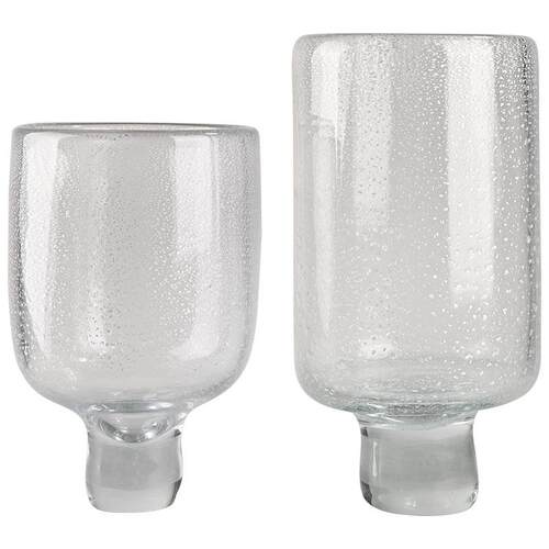现代简约白色透明金箔大口径加厚玻璃花瓶客餐厅酒店办公桌面饰品
