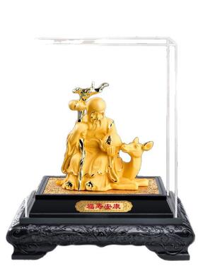 绒沙金福寿双全摆件寿星公寿星婆生日祝寿礼物福寿安康工艺摆设