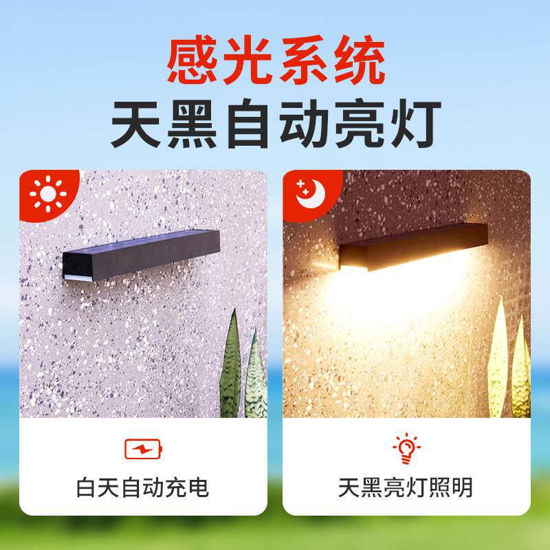 太阳能户外灯别墅庭院家用门口照明灯室外防水led免打孔磁吸壁灯