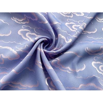 仿真服丝祥云提花缎面WL2184汉衬料全涤上面衣微弹衣浴袍布料