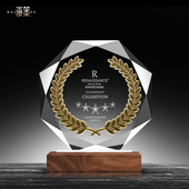 水晶奖杯定制创意金属麦穗实木奖牌定做授权牌年会颁奖纪念品订制