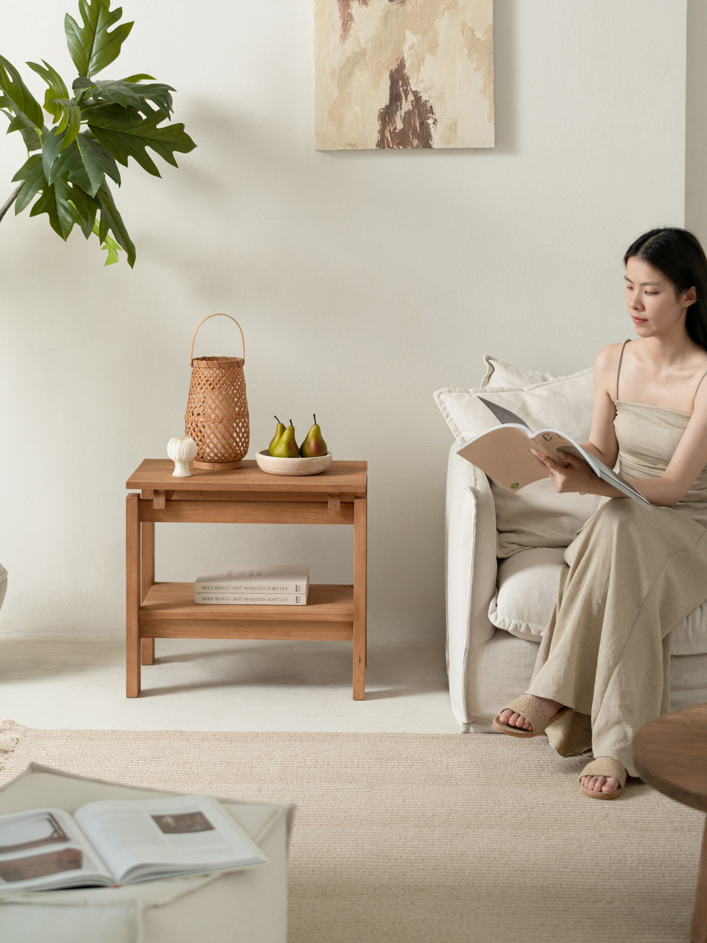 Solid Wood Side Table with Natural Grain Finish - Product image 2