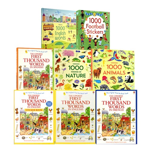 Usborne 1000 自然动物少儿百科科普 英语法语西班牙语单词书 英文原版进口儿童图书