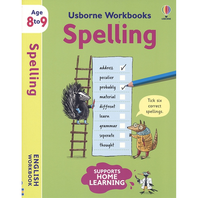 Usborne Workbook Spelling 尤斯伯恩 单词拼写练习册 8-9岁 提高单词能力  单词拆解 英文原版进口儿童图书