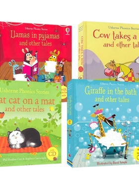 Usborne Phonics Stories Llamas in Pajamas Cow Takes A Bow  Fat Cat On a Mat 尤斯伯恩 自然拼读 故事绘本 自主阅读 英文原版