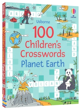Usborne 100 Children's Crosswords Planet Earth 尤斯伯恩 100个填字游戏 行星地球 小学课外读物 主题词汇 益智活动 英文原版