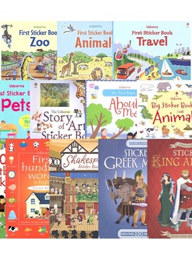 Usborne English Sticker Book Animals Words 尤斯伯恩儿童贴纸活动书 英语启蒙 动物足球事物认知文学艺术词汇 英文原版进口图书