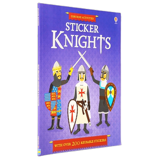 Usborne Sticker knights 尤斯伯恩 贴纸活动书 骑士主题 亲子互动 益智游戏 单词学习 幼儿早教 英语启蒙 5+ 英文原版进口图书