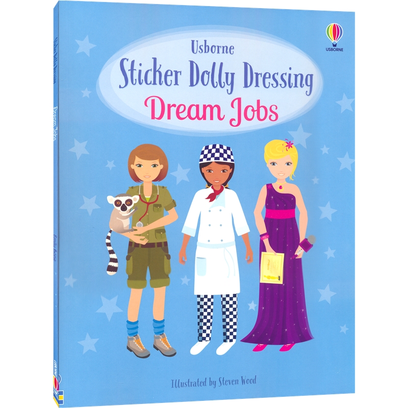 Usborne Sticker Dolly Dressing Dream Jobs 尤斯伯恩 贴纸玩偶装扮 梦想职业 超300张贴纸 专注力培养 英文原版进口图书