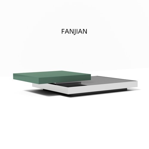 SolidSteel烤漆钢化玻璃旋转茶几