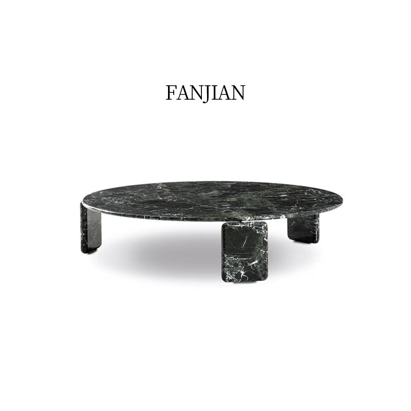 Drake意式极简圆形天然大理石高级感别墅客厅家用高端定制茶几
