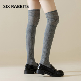 六只兔子过膝袜子女堆堆袜高弹透气显瘦亲肤柔软防下滑高筒长腿袜