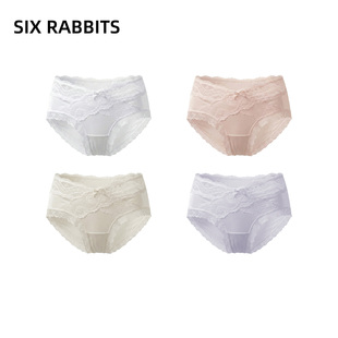 女 女纯棉透气底裆甜美纯欲包臀中腰三角裤 六只兔子3条装 蕾丝内裤