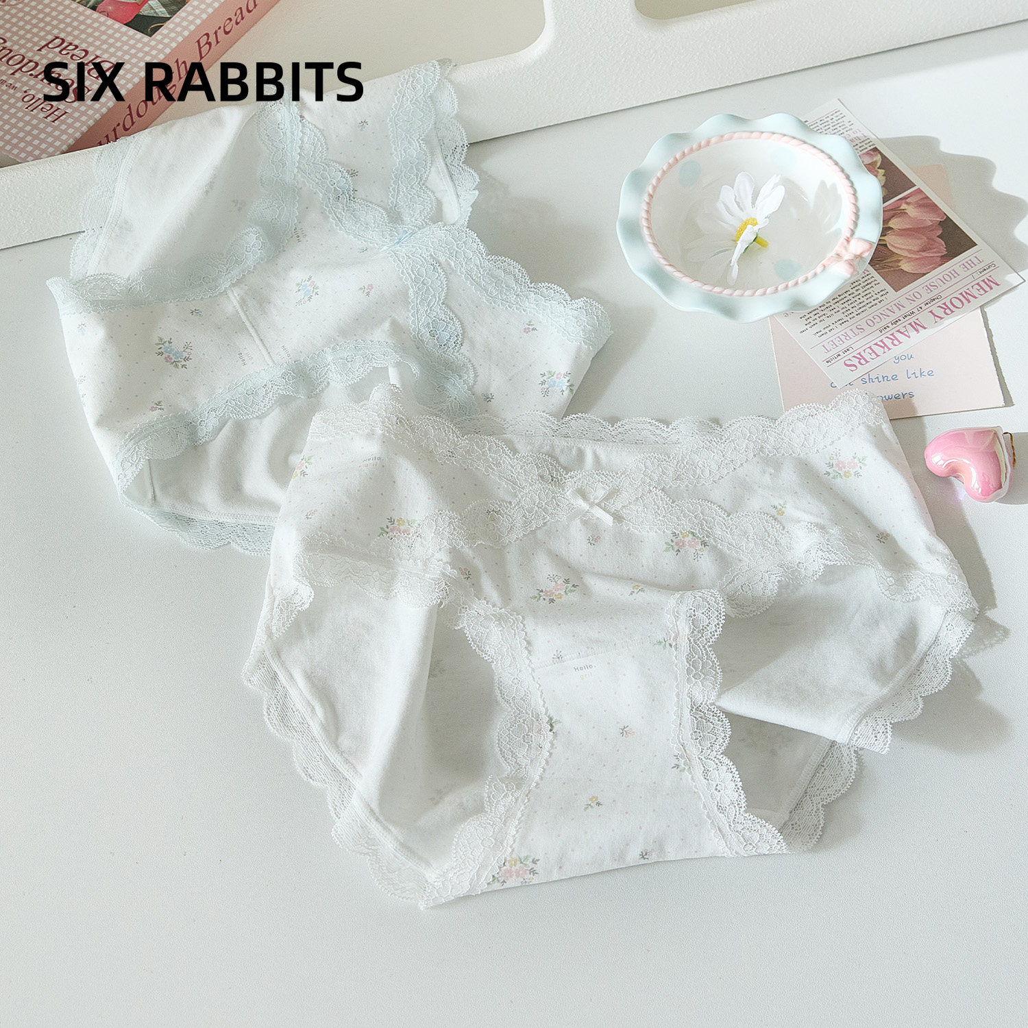 六只兔子内裤女10A抑菌棉质底裆甜美少女蕾丝边透气低腰三角裤,女士内衣/男士内衣/家居服,女三角裤,淘宝优惠券,粉丝福利购,淘宝优惠卷