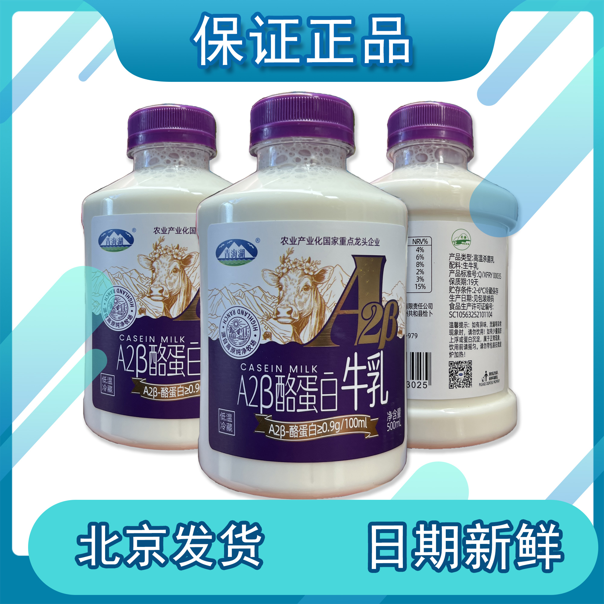 青海湖高原鲜牛奶新鲜A2酪蛋白牛乳巴氏杀菌乳500ml包邮高原牧场