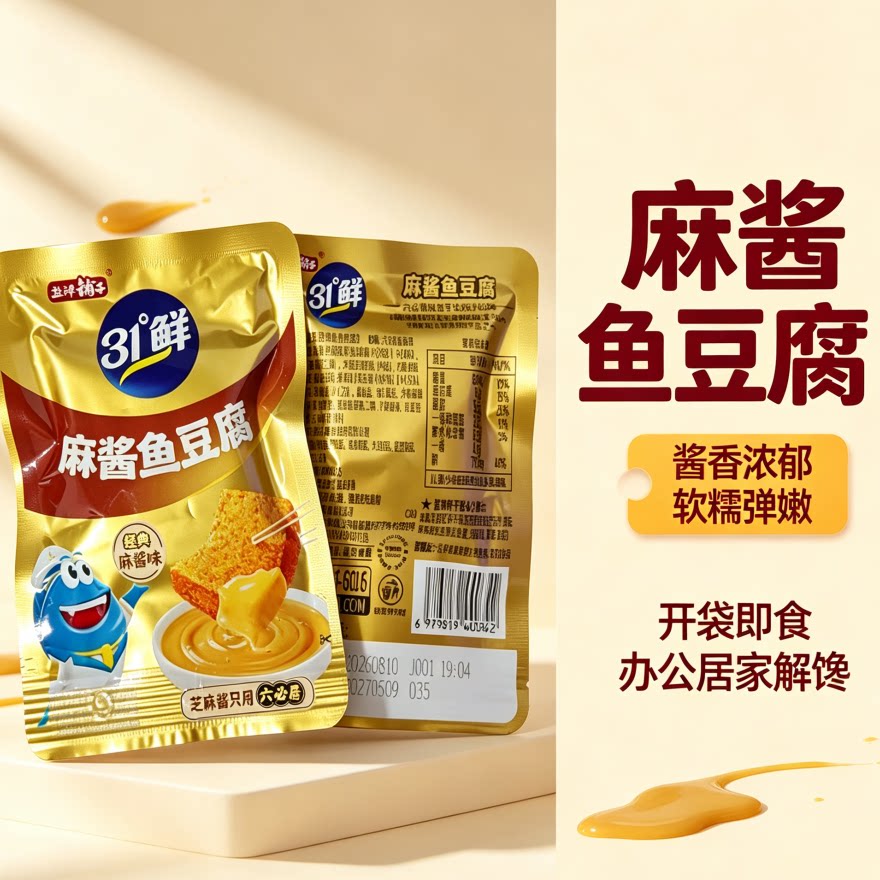 盐津铺子麻酱鱼豆腐小包装31度鲜豆干散装休闲解馋小零食开袋即食