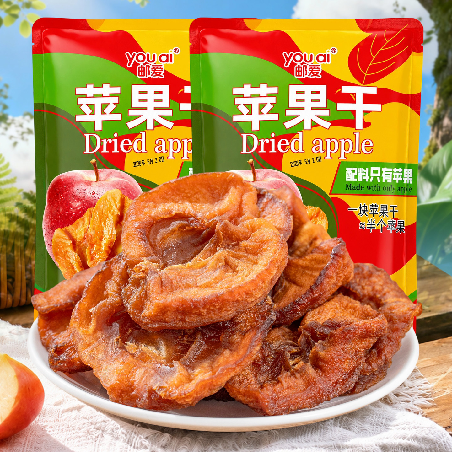 烟台苹果干三蒸三晒苹果脯孕酸甜妇儿童水果干独立包装休闲小零食