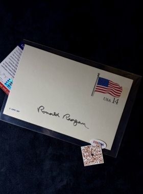 罗纳德 里根 Ronald Reagan 亲签明信片 COADNA 认证证书 查询