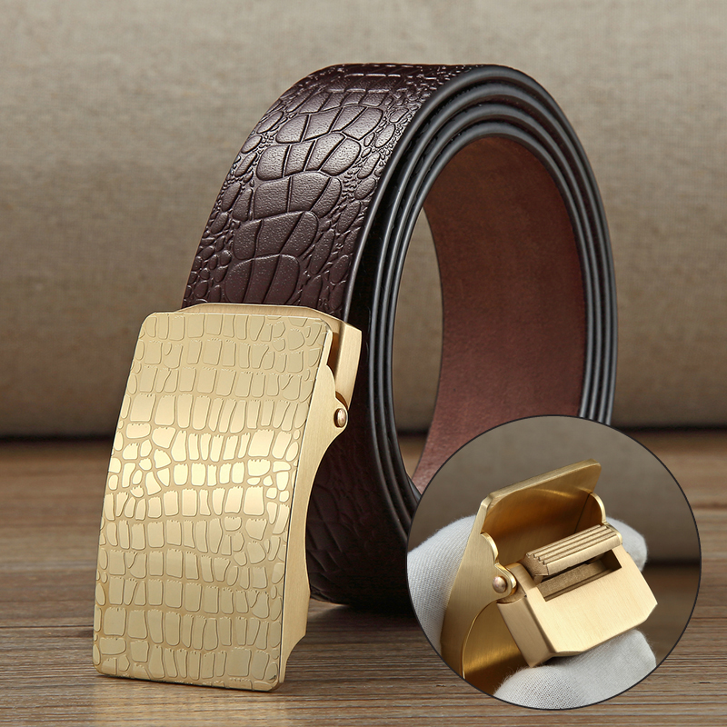 皮带商务鳄鱼纹休闲无卡槽