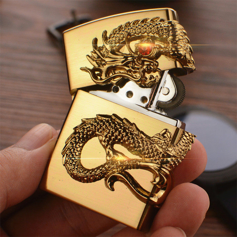 浮雕煤油打火机老式复古砂轮神龙