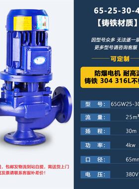 新款GW/LW管道泵380v立式大流量废水排污离心泵无堵塞污水泥包邮