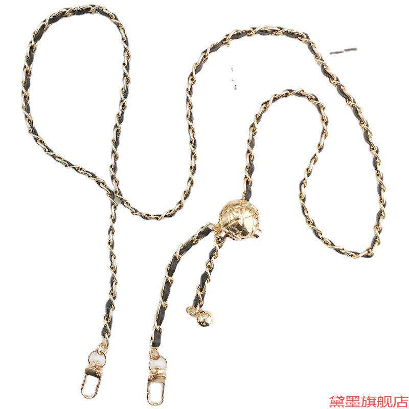 精致pu皮包小金球时尚斜挎链长穿皮金属链条防丢百搭斜跨