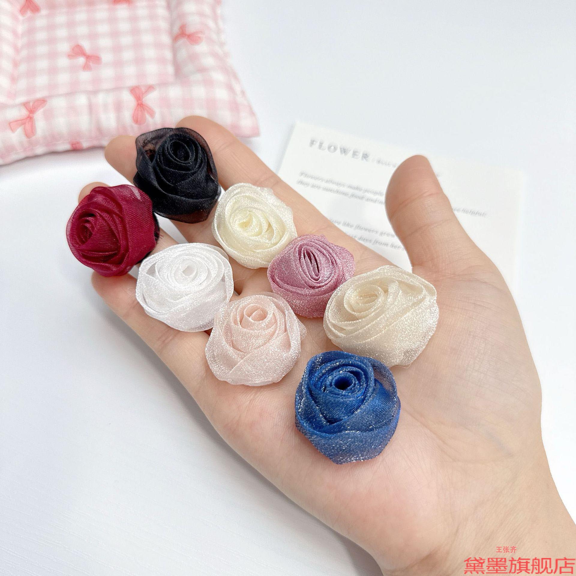 服饰品发夹花苞纱材料雪纱玫瑰花裙子手工立体辅料袜子花配件