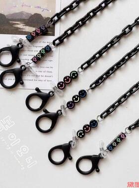韩国防丢绳串珠跨境眼镜链口罩链眼墨眼睛链墨镜挂链黑色挂绳