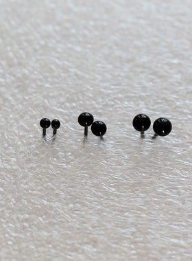 盒装玻璃眼睛黑色扁圆针插眼珠玩偶玩具手工DIY眼球食品雕刻面塑