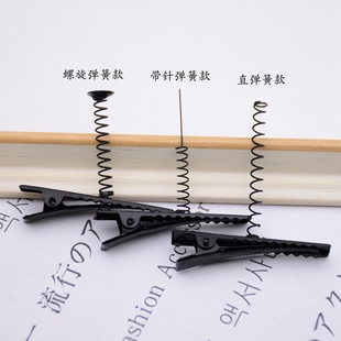 方形夹儿童小发饰品 小黄鸡发夹配件半成品弹簧针鸭发卡小鸡