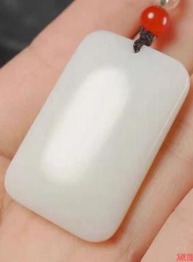 挂坠水绿高仿仿玉和田玉无字牌无事牌吊坠外蒙料面包牌