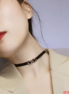 小众女款轻奢带夏季暗黑风酷黑脖颈弹力绳项链设计感项圈潮酷