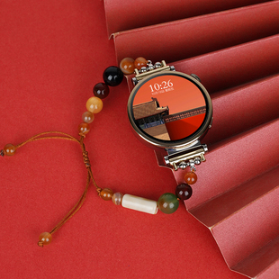 玩物尚智适用华为GT5表带gt4手表watch4运动gt3pro腕带智能watchgt玛瑙gt2新款串珠编织表链新中式配件