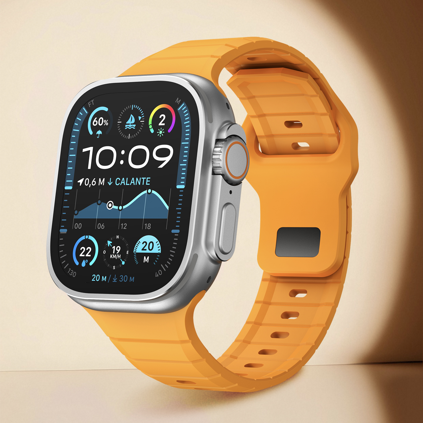 适用苹果ultra2表带Applewatchultra手表氟橡胶ultra钛空版表带s10智能手表s8男款商务s7代透气s6替换s5配件
