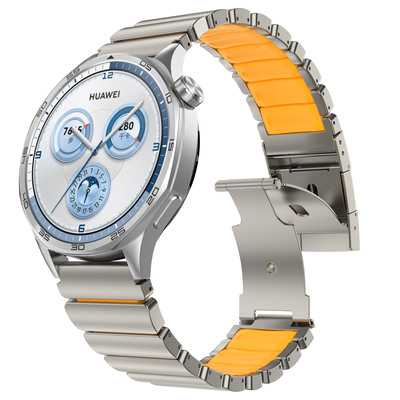 适用华为GT6全钛硅胶watchgt6pro复合手表带ultiamte2智能腕表watch5男GT5专用GT4钛合金属GT5pro龟背扣腕带