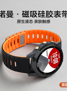 适用佳明Forerunner255/265M/745诺曼款磁吸硅胶手表带Garmin Fenix8/Fenix7X腕表Epix Pro新款专用腕带