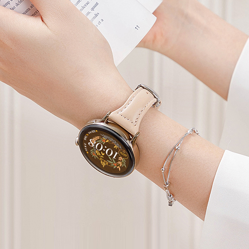 玩物尚智适用华为gt5手表Watch GT4小蛮腰表带gt3pro蝴蝶扣watch3女款20mm秋冬真皮gt2pro荣耀magic2链腕带