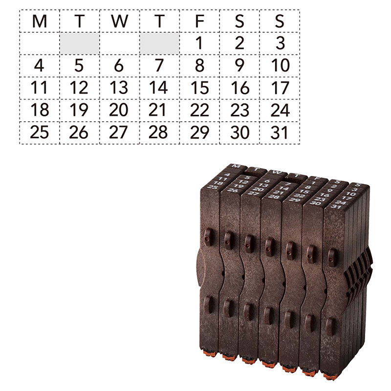 日本旗牌Shachihata自由万年历拼接印章手帐日期印章月历印章