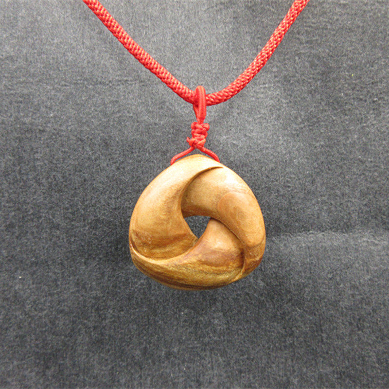 三世轮回吊坠黑檀木手工雕刻桃木项链毛衣链挂件男女礼物平安扣