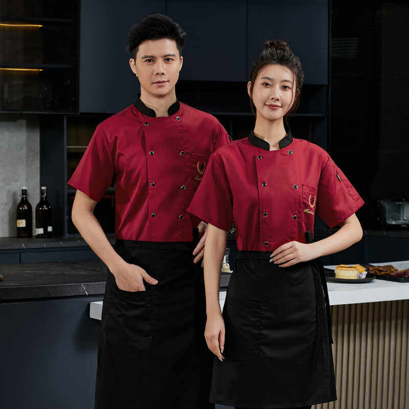 高档厨师工作服短袖夏季薄款透气网男装酒店餐饮饭店食堂餐厅定制