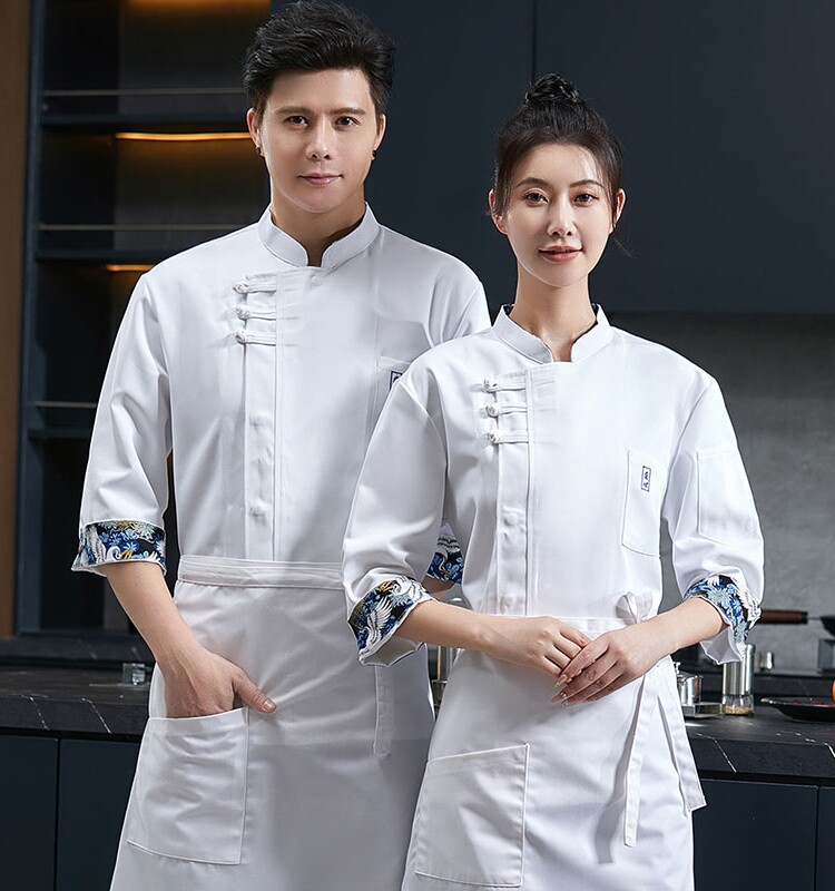 厨师服七分袖餐厅饭店烘焙秋冬