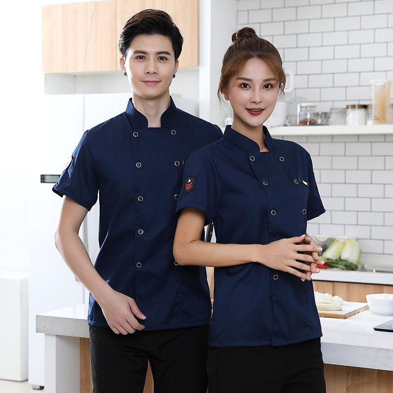 夏季透气食堂饭店厨师工作服定制