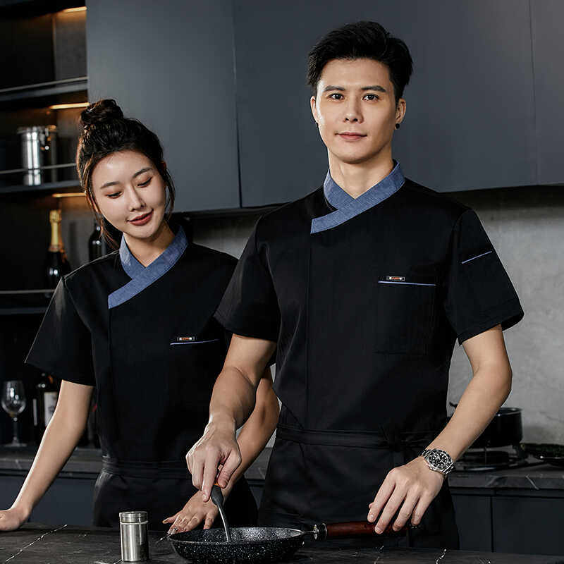 饭店夏季厨师透气餐饮制服短袖