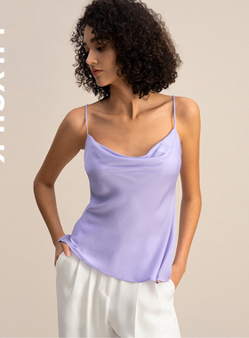 【明星同款】LILYSILK莉莉秀客真丝背心荡领无袖吊带上衣内搭打底