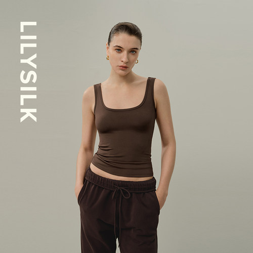 修身宽肩带吊带背心莉莉秀客修身百搭吊带舒适无束缚上衣LILYSILK