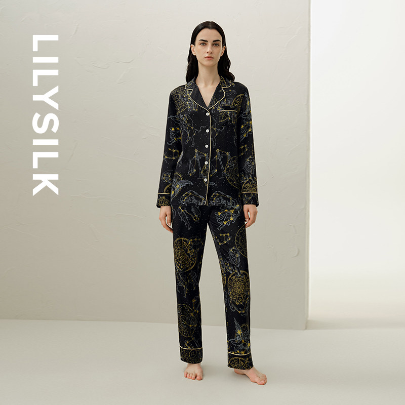 【星座系列】处女座专属莉莉秀客LILYSILK桑蚕丝印花长袖睡衣套装