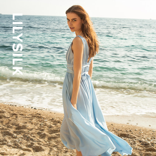 LILYSILK莉莉秀客优雅大摆连衣裙