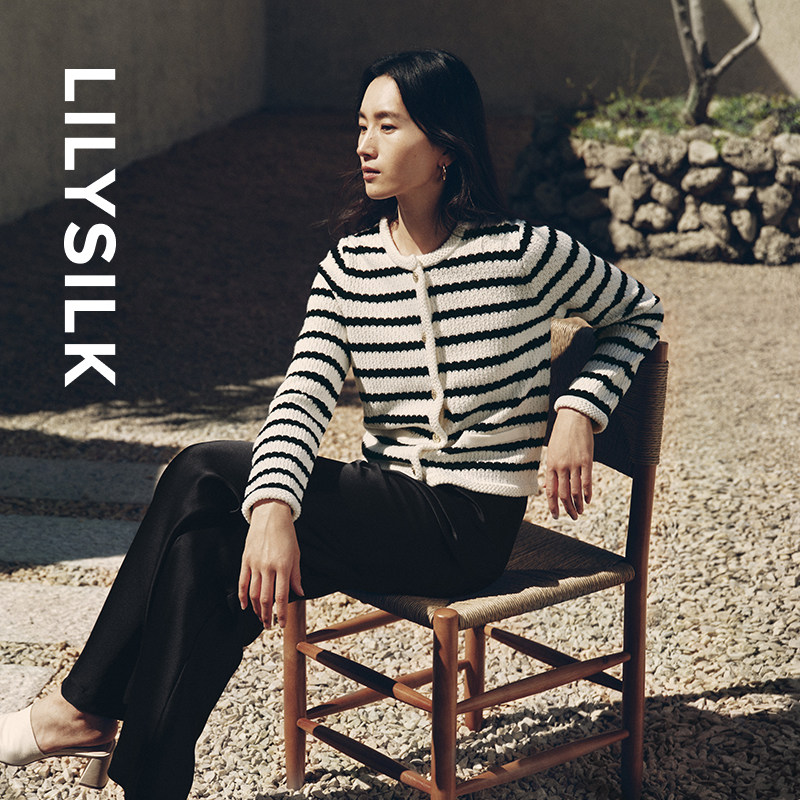 可机洗羊毛开衫莉莉秀客26春女士圆领条纹小香风开衫毛衣LILYSILK,女装/女士精品,毛针织衫,淘宝优惠券,粉丝福利购,淘宝优惠卷