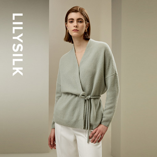 莉莉秀客羊绒V领开衫简约