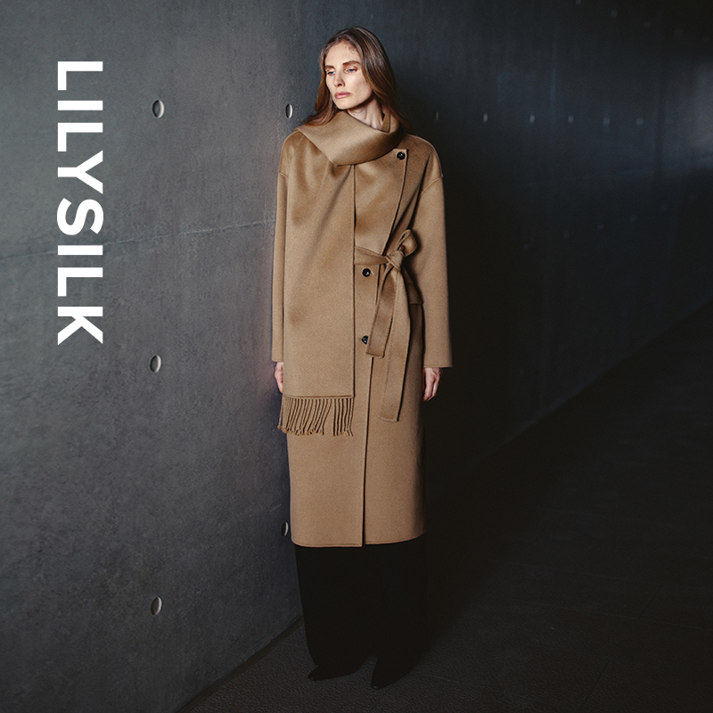 简约双排扣大衣丝毛双面毛呢